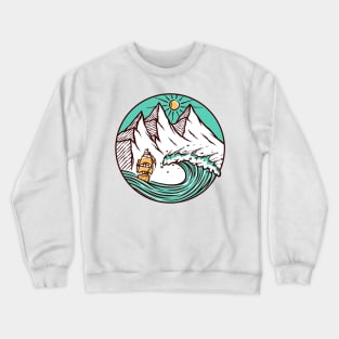 The giant wave beats the mountain Crewneck Sweatshirt